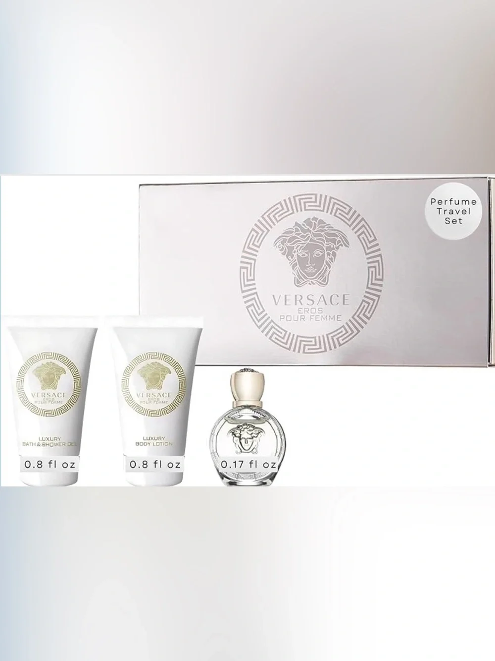 Versace Eros Pour Femme 3 pc Set • Bath & Shower Gel, EDP, & Body Lotion • NIB